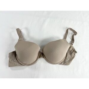 Motherhood Maternity Intimates‎ Nursing Bra Beige Lace Trim Multi Way Straps 34D